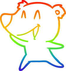 Fototapeta premium rainbow gradient line drawing laughing polar bear cartoon