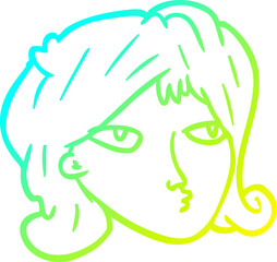 cold gradient line drawing woman