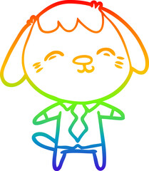 rainbow gradient line drawing happy cartoon office worker dog