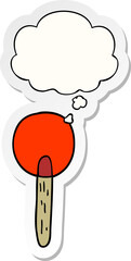 cartoon candy lollipop and thought bubble as a printed sticker