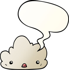 cute cartoon cloud and speech bubble in smooth gradient style