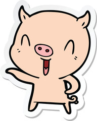 sticker of a happy cartoon pig