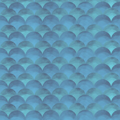 A blue and grey background with a pattern of fish scale