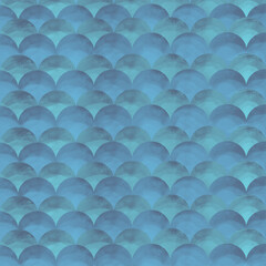A blue and grey background with a pattern of fish scale