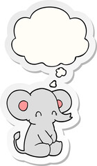 cute cartoon elephant and thought bubble as a printed sticker