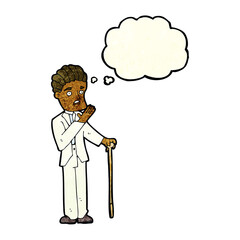 cartoon shocked gentleman with thought bubble