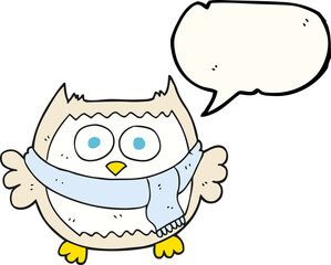speech bubble cartoon owl wearing scarf