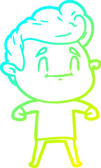 Obraz premium cold gradient line drawing happy cartoon man
