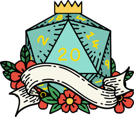 natural twenty D20 dice roll illustration