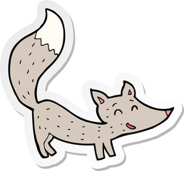 sticker of a cartoon little wolf
