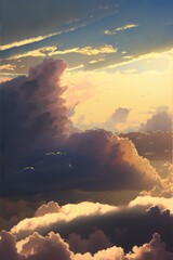 Scenery with clouds and sky, created using generative ai technology