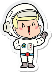 sticker of a singing cartoon astronaut