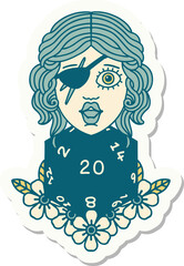 human rogue with natural twenty dice roll sticker
