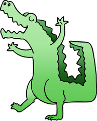 quirky gradient shaded cartoon crocodile