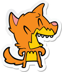 sticker of a laughing fox cartoon