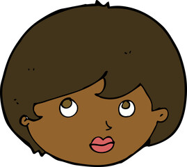 cartoon female face looking upwards