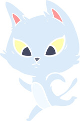 confused flat color style cartoon cat