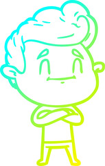 cold gradient line drawing happy cartoon man