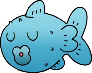 quirky gradient shaded cartoon fish