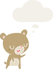 cartoon bear and thought bubble in retro style