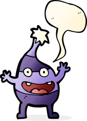 cartoon funny christmas creature with speech bubble