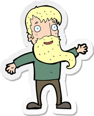 sticker of a cartoon man with beard waving