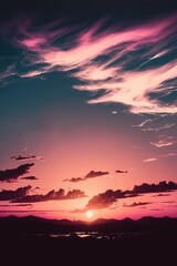 Fototapeta na wymiar Scenery with clouds, sky and sunset, created using generative ai technology