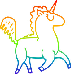 rainbow gradient line drawing cartoon unicorn