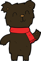cartoon cute black bear cub