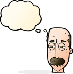 cartoon annoyed old man with thought bubble