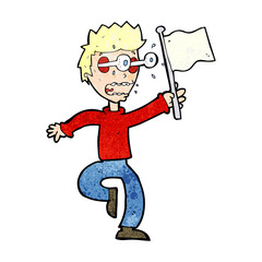 cartoon frightened boy giving up