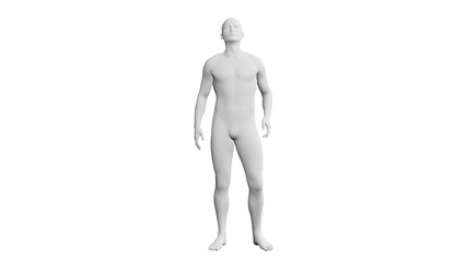 Beautiful young man posing, isolated on white background. 3d illustration (rendering). Artificial intelligence, android, mannequin