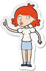 sticker of a cartoon woman with idea