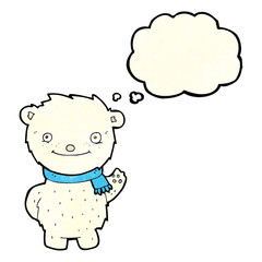 cartoon cute polar bear with thought bubble