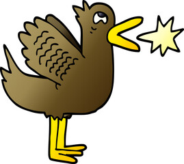 cartoon doodle flapping duck