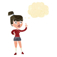 cartoon attractive girl with idea with thought bubble