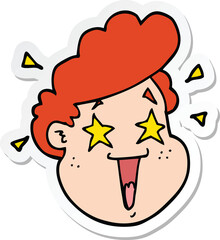 sticker of a cartoon happy face