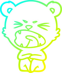 cold gradient line drawing angry cartoon bear
