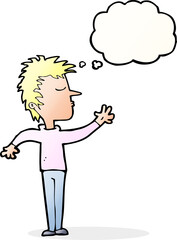 cartoon dismissive man with thought bubble