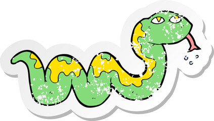 retro distressed sticker of a cartoon snake