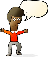 cartoon startled man with speech bubble