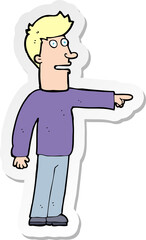 sticker of a cartoon man pointing