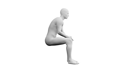 Beautiful young man posing, isolated on white background. 3d illustration (rendering). Artificial intelligence, android, mannequin