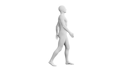 Beautiful young man posing, isolated on white background. 3d illustration (rendering). Artificial intelligence, android, mannequin