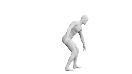 Beautiful young man posing, isolated on white background. 3d illustration (rendering). Artificial intelligence, android, mannequin