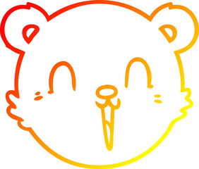 warm gradient line drawing cute cartoon teddy bear face