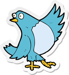 sticker of a cartoon dancing bluebird