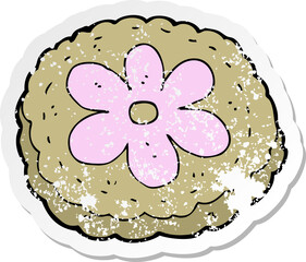 retro distressed sticker of a cartoon baked biscuit