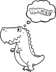 thought bubble cartoon hungry dinosaur