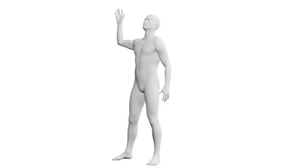 Beautiful young man posing, isolated on white background. 3d illustration (rendering). Artificial intelligence, android, mannequin